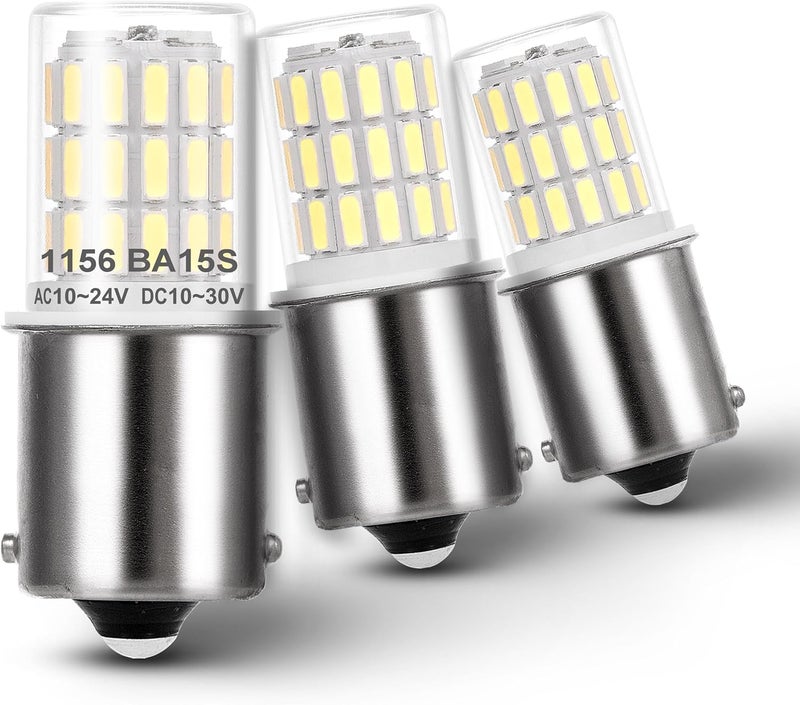Heifymi BA15S LED Bulbs 12V,1156 1141 1003 LED Light Super Bright 6000K Bayonet Bulb Socket Single Contact,AC10-24V Replacement for Landscape Path RV Camper Trailer Boat Trunk Interior Lights,3Pack - Image 1